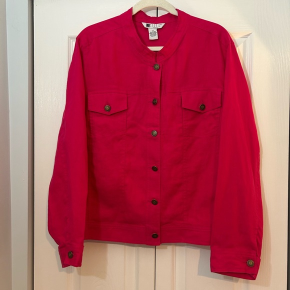 Carole Little 2X Pink Linen Jacket Button Front Lightweight Plus Size - Picture 3 of 7